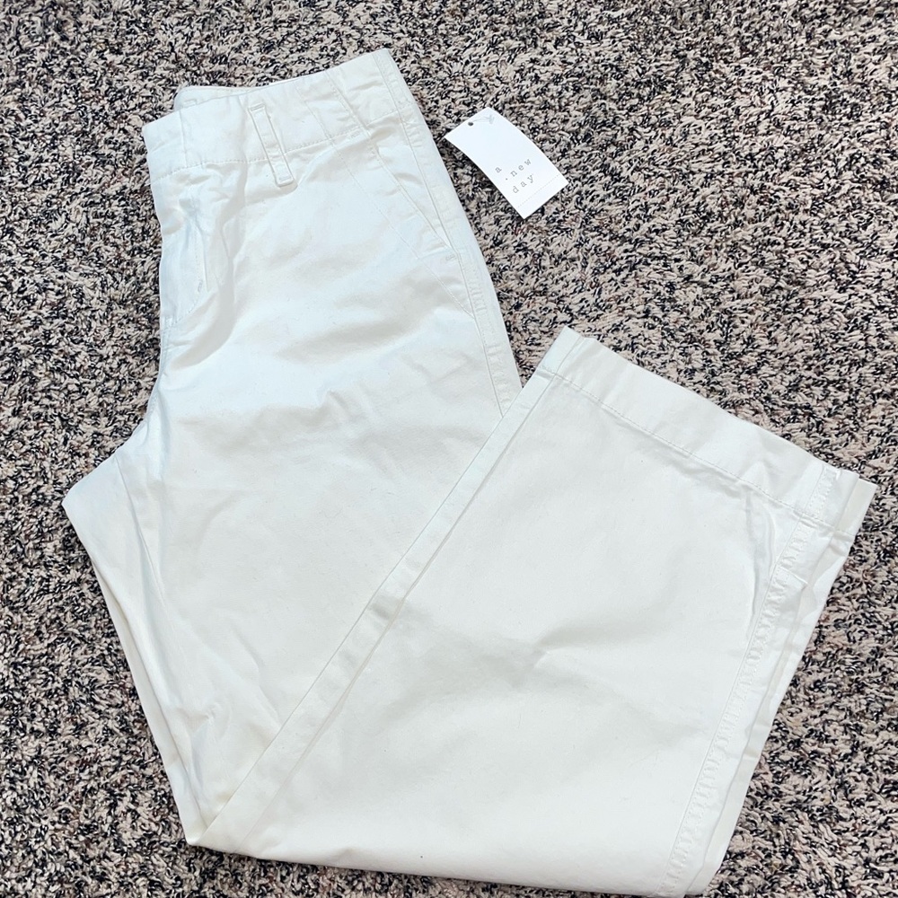 🆕 a new day Women's High-Rise Tapered Ankle Chino Pants Off White Var Sizes NWT - Picture 5 of 12